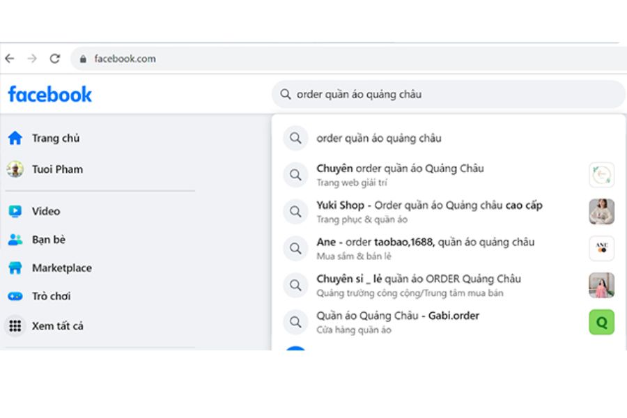 order quảng châu facebook