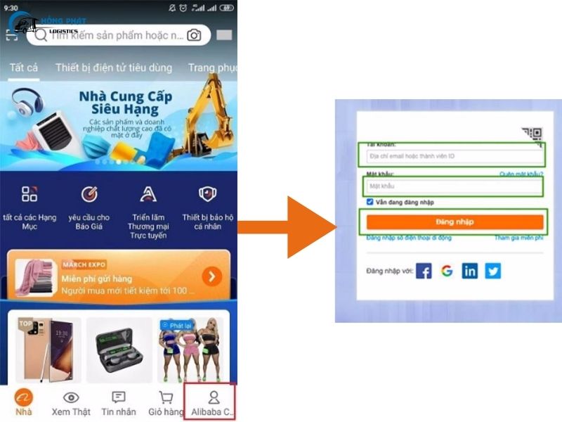 Hướng dẫn đăng ký/đăng nhập app Alibaba