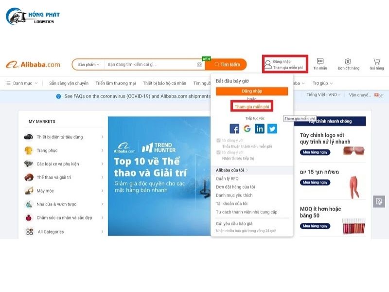 Hướng dẫn đặt hàng Trung Quốc Alibaba trên website