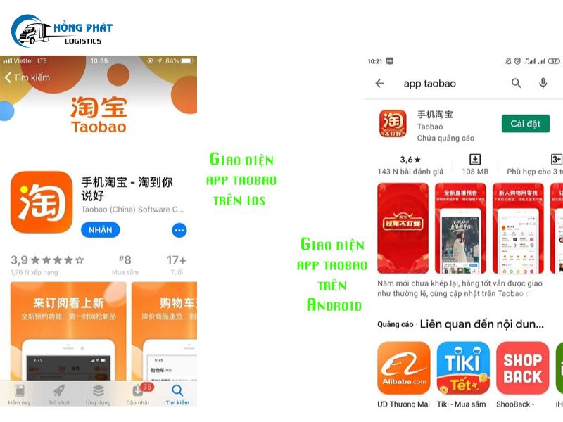 Giao diện taobao trên điện thoại