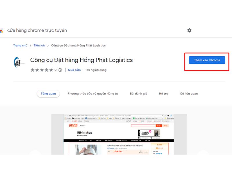 Cài đặt tiện ích Hồng Phát để mua hàng taobao không cần thẻ