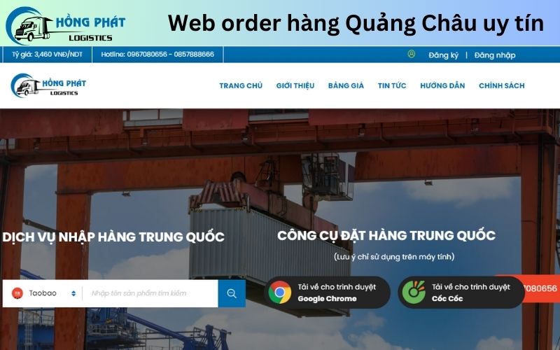 Giao diện web mua hàng Quảng Châu Hồng Phát Logistics