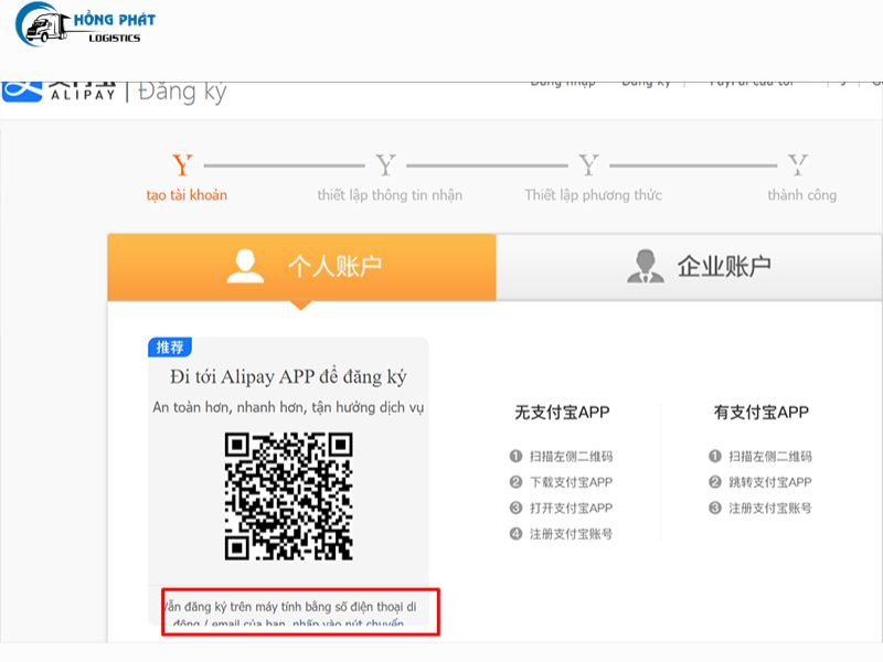 Xác minh tài khoản Alipay