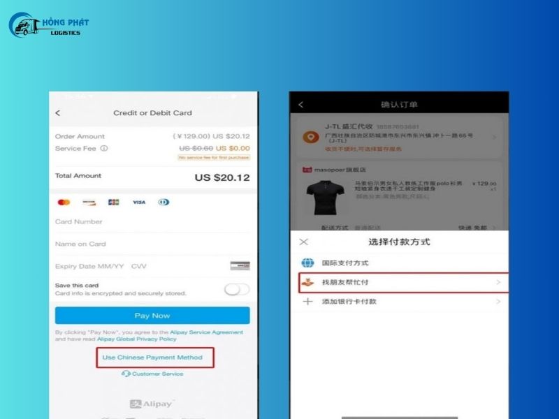 Hướng dẫn Thanh toán hộ 1688 bằng thẻ Alipay người khác trên điện thoại