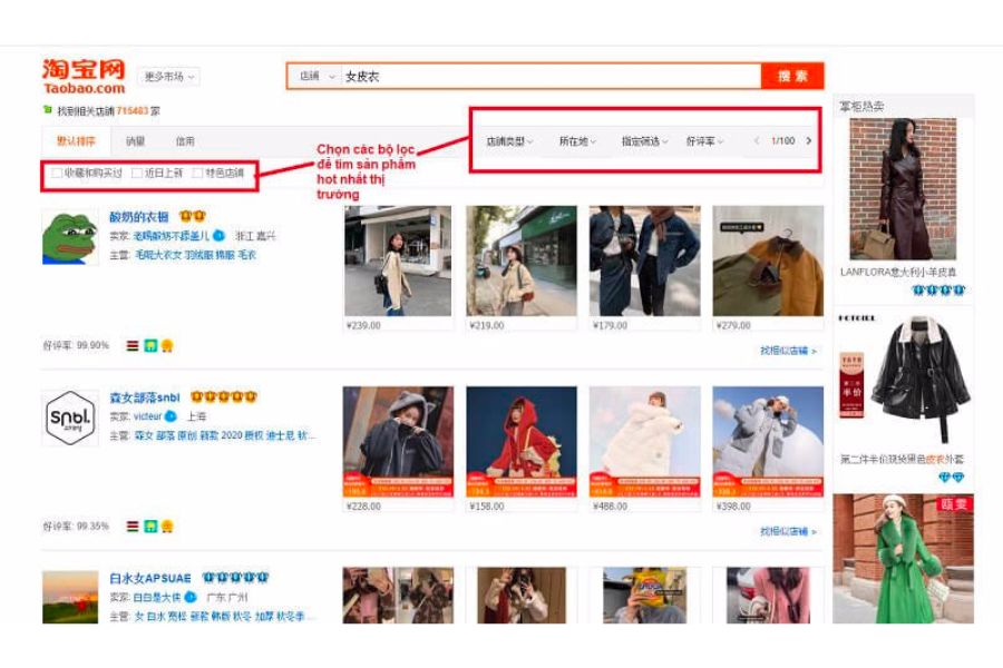 Cách tìm hàng hot trend Trung Quốc trên Taobao