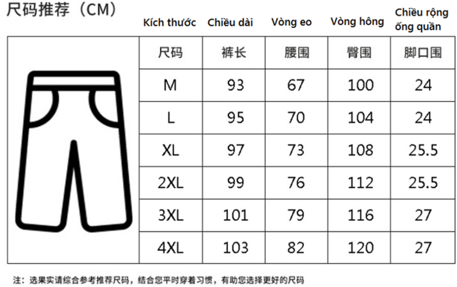 Dịch bảng size quần áo Trung Quốc chuẩn nhất