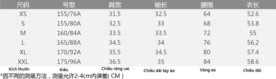 Dịch bảng size quần áo Trung Quốc chuẩn nhất