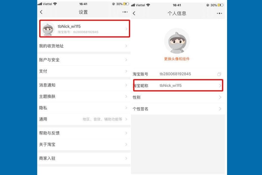Cách đổi tên đăng nhập Taobao